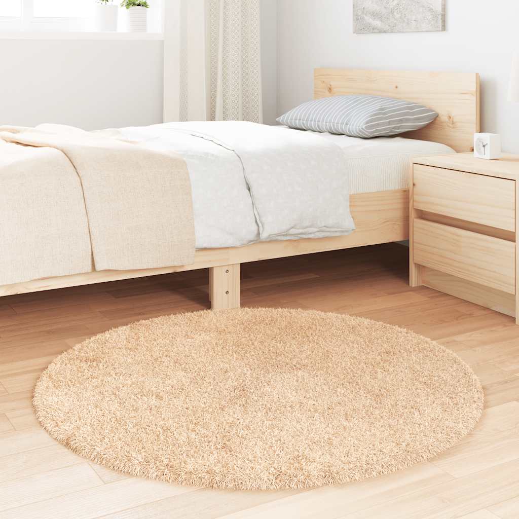 shaggy gulvtæppe NAVARRA 100x100 cm høje luv polyester beige