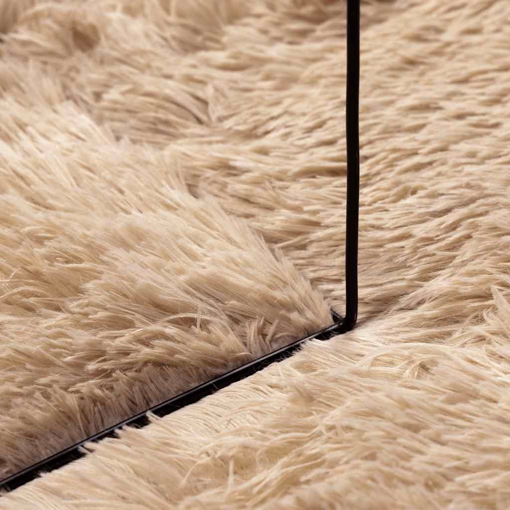 shaggy gulvtæppe NAVARRA 100x100 cm høje luv polyester beige