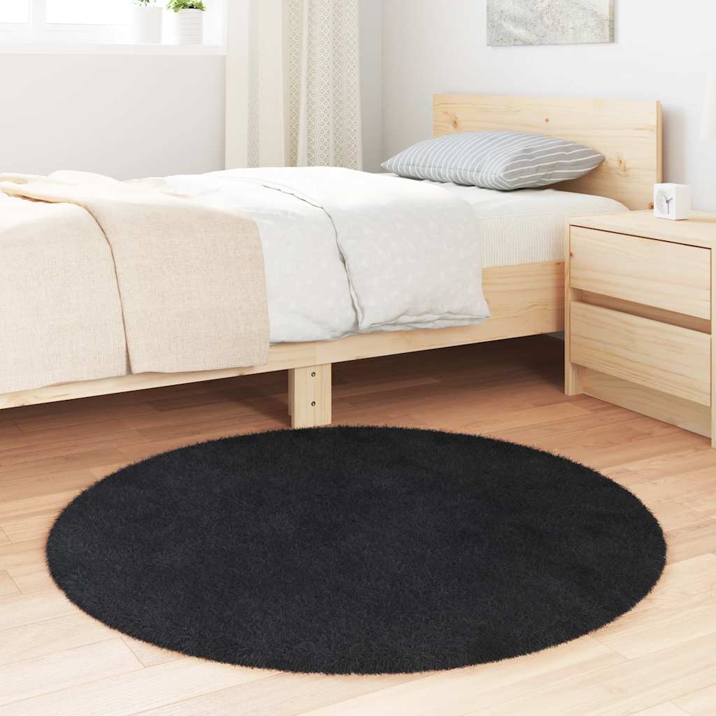 shaggy gulvtæppe NAVARRA 100x100 cm høje luv polyester sort