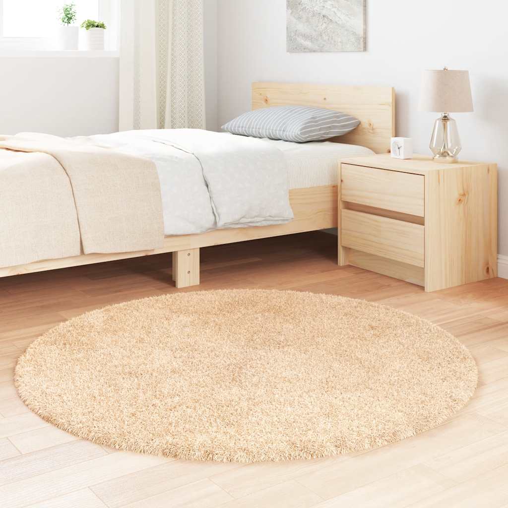 shaggy gulvtæppe NAVARRA 120x120 cm høje luv polyester beige