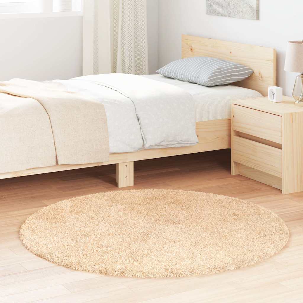 shaggy gulvtæppe NAVARRA 120x120 cm høje luv polyester beige