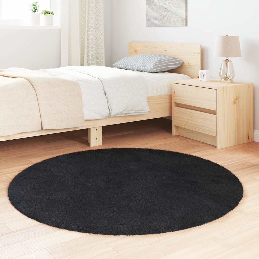 shaggy gulvtæppe NAVARRA 120x120 cm høje luv polyester sort