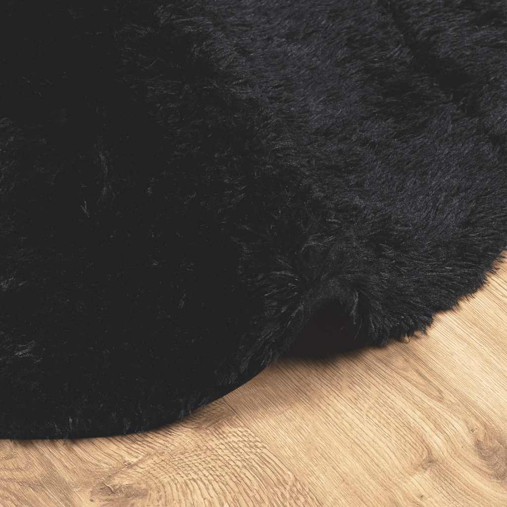 shaggy gulvtæppe NAVARRA 120x120 cm høje luv polyester sort
