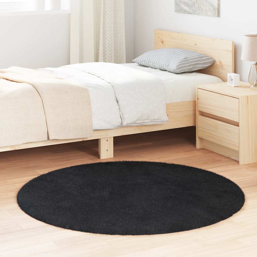 shaggy gulvtæppe NAVARRA 120x120 cm høje luv polyester sort