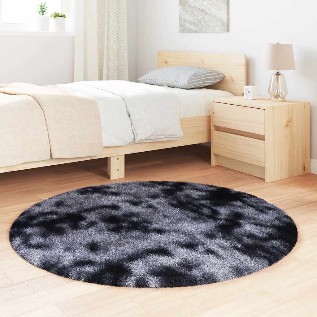 shaggy gulvtæppe NAVARRA 120x120 cm høje luv polyester mørkegrå