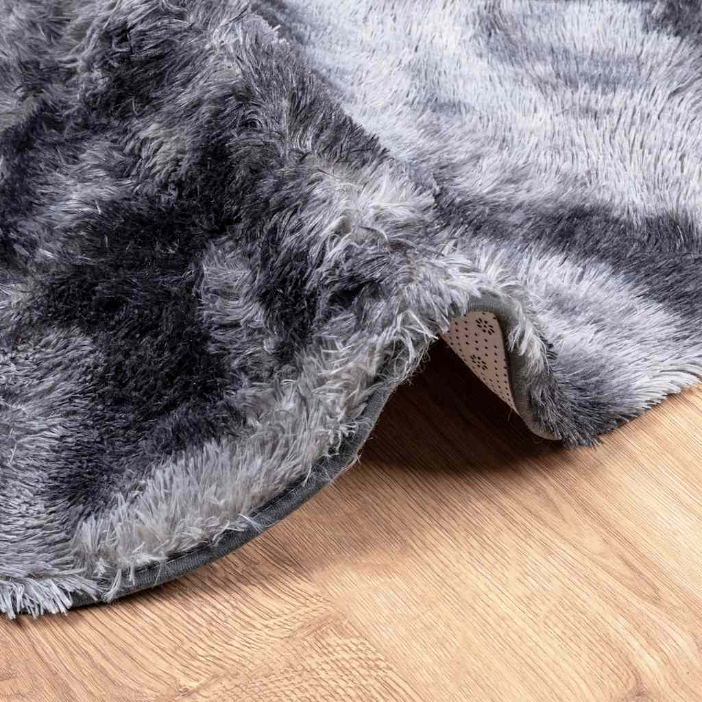 shaggy gulvtæppe NAVARRA 120x120 cm høje luv polyester mørkegrå