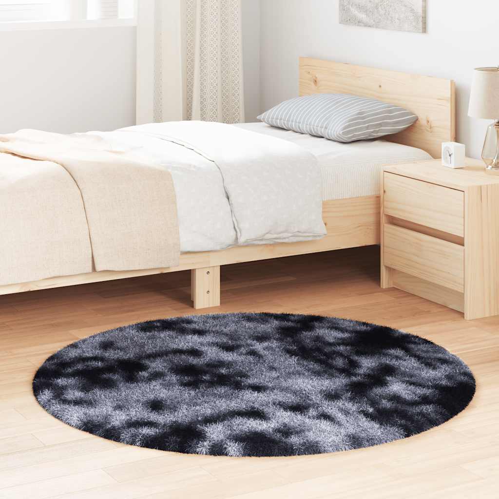 shaggy gulvtæppe NAVARRA 120x120 cm høje luv polyester mørkegrå