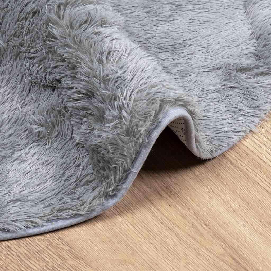 shaggy gulvtæppe NAVARRA 120x120 cm høje luv polyester lysegrå