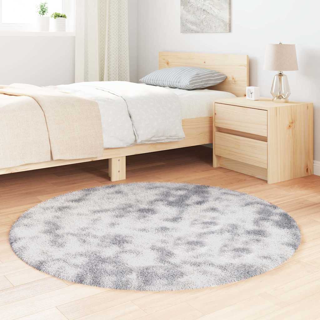 shaggy gulvtæppe NAVARRA 120x120 cm høje luv polyester sølvgrå