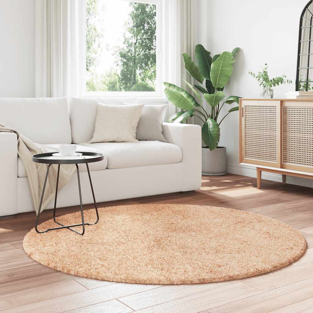 shaggy gulvtæppe NAVARRA 160x160 cm høje luv polyester beige
