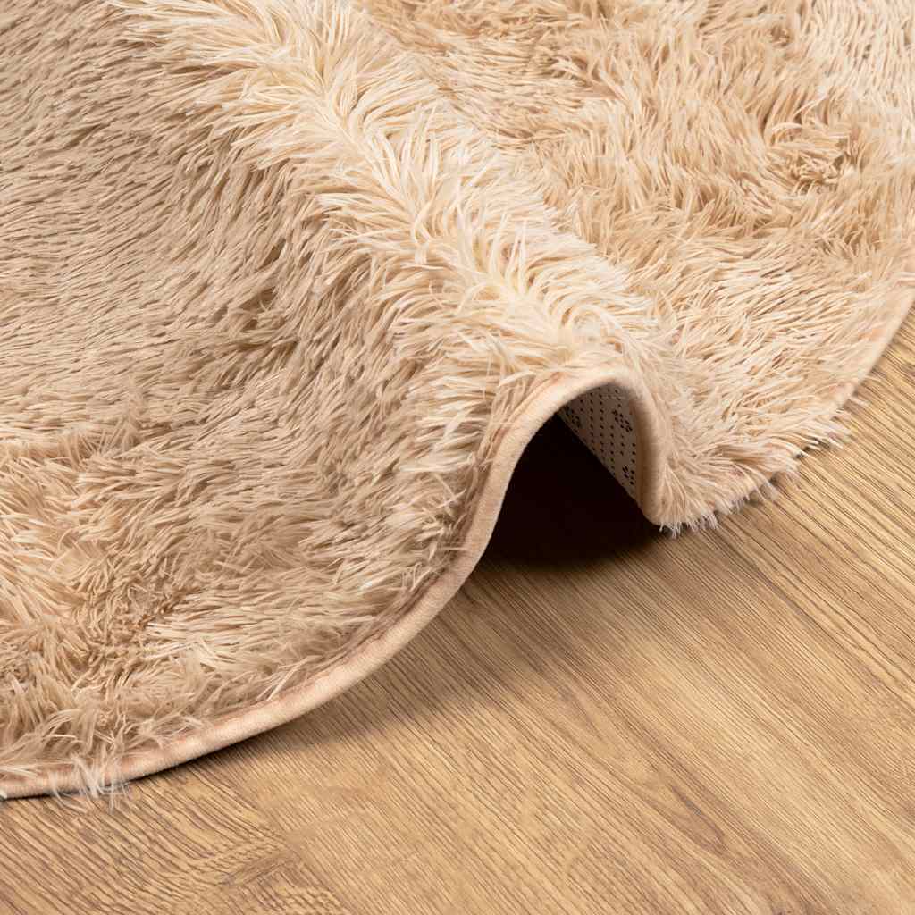shaggy gulvtæppe NAVARRA 160x160 cm høje luv polyester beige