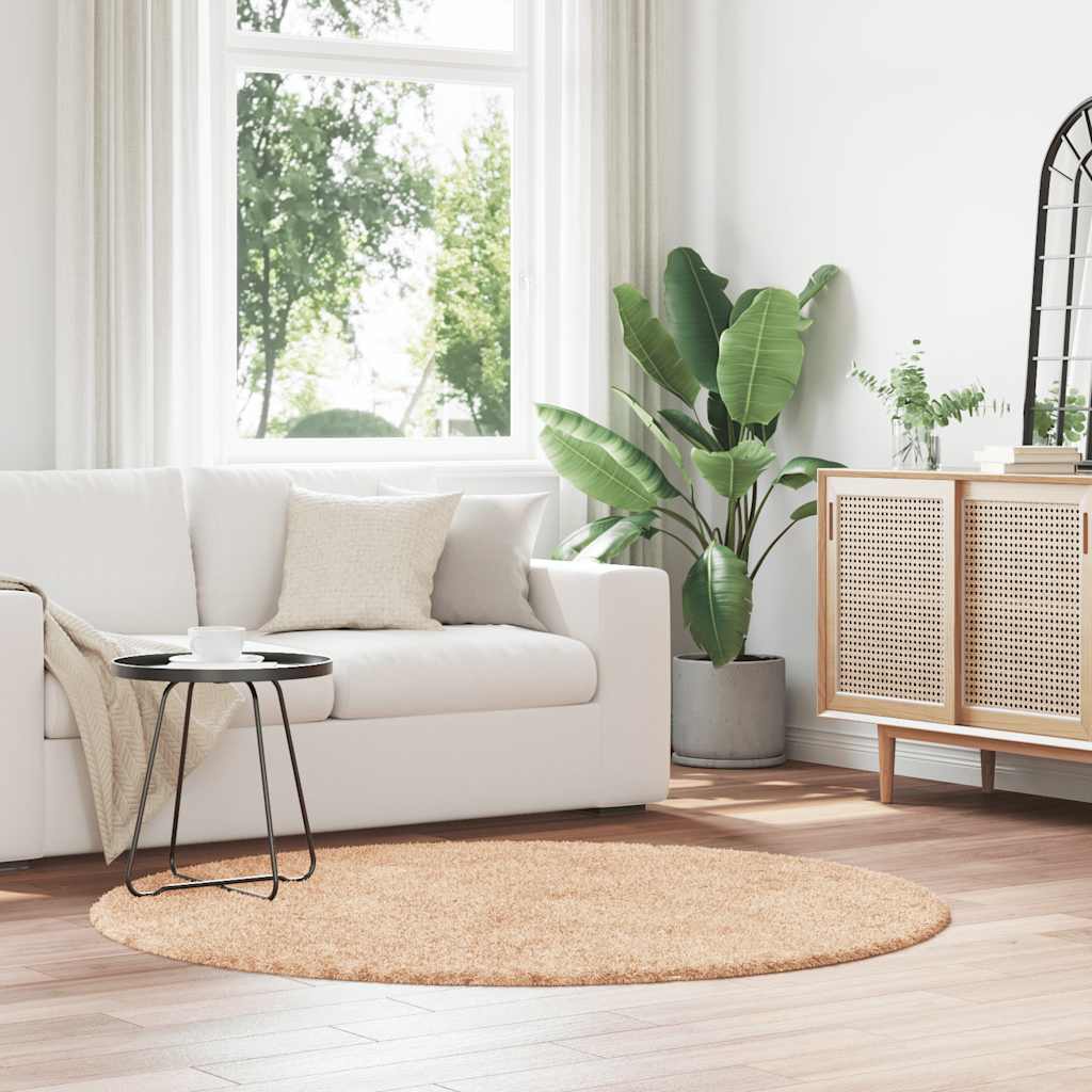 shaggy gulvtæppe NAVARRA 160x160 cm høje luv polyester beige