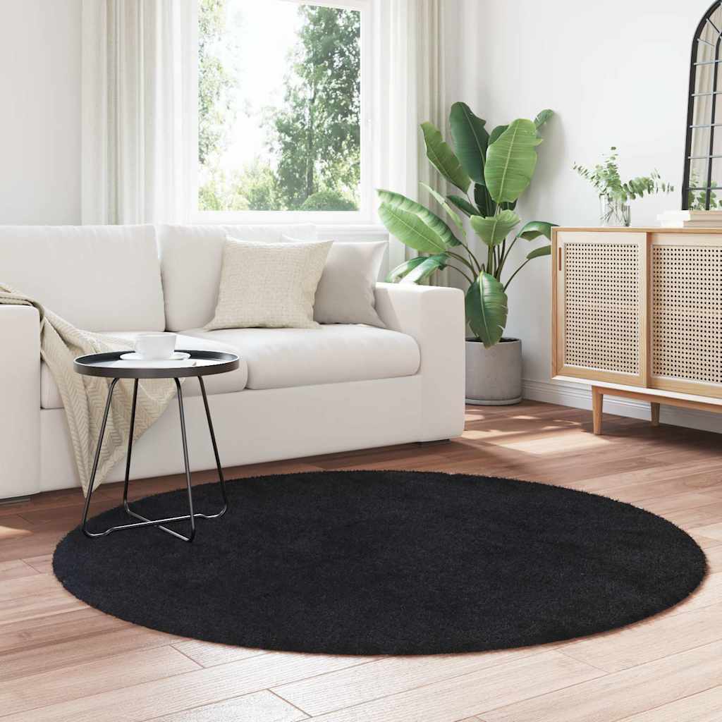 shaggy gulvtæppe NAVARRA 160x160 cm høje luv polyester sort