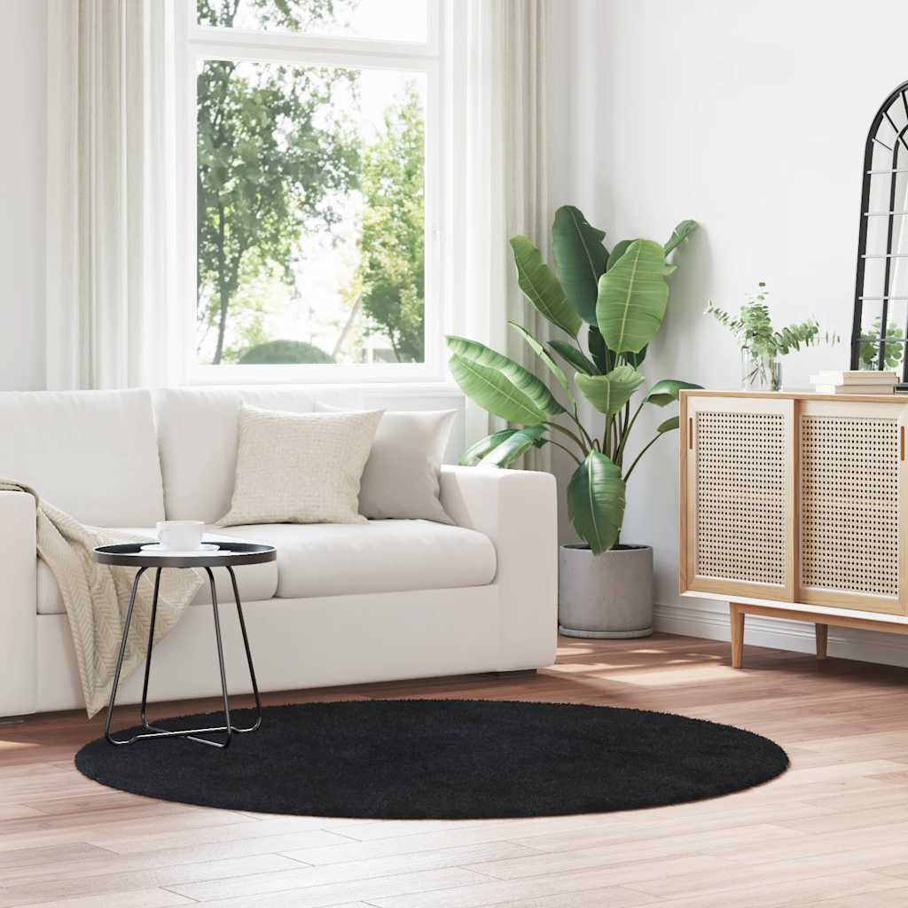 shaggy gulvtæppe NAVARRA 160x160 cm høje luv polyester sort