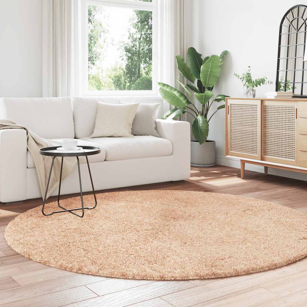 shaggy gulvtæppe NAVARRA 200x200 cm høje luv polyester beige