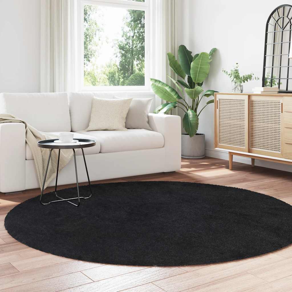shaggy gulvtæppe NAVARRA 200x200 cm høje luv polyester sort