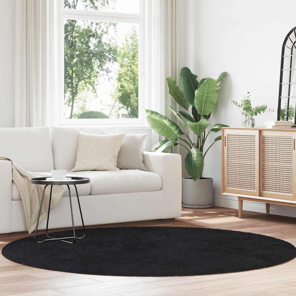 shaggy gulvtæppe NAVARRA 200x200 cm høje luv polyester sort