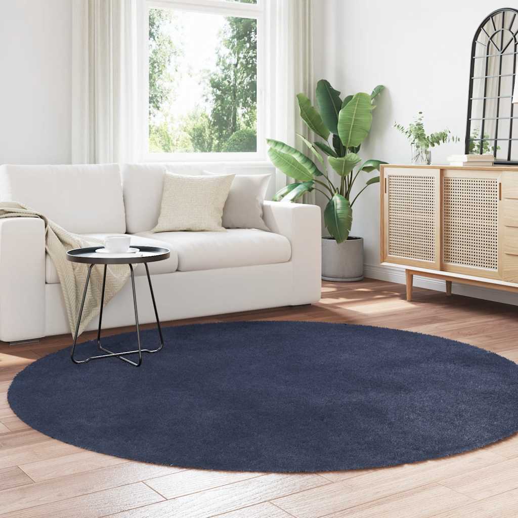 shaggy gulvtæppe NAVARRA 200x200cm høje luv polyester marineblå