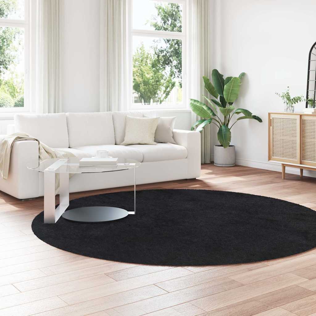 shaggy gulvtæppe NAVARRA 240x240 cm høje luv polyester sort