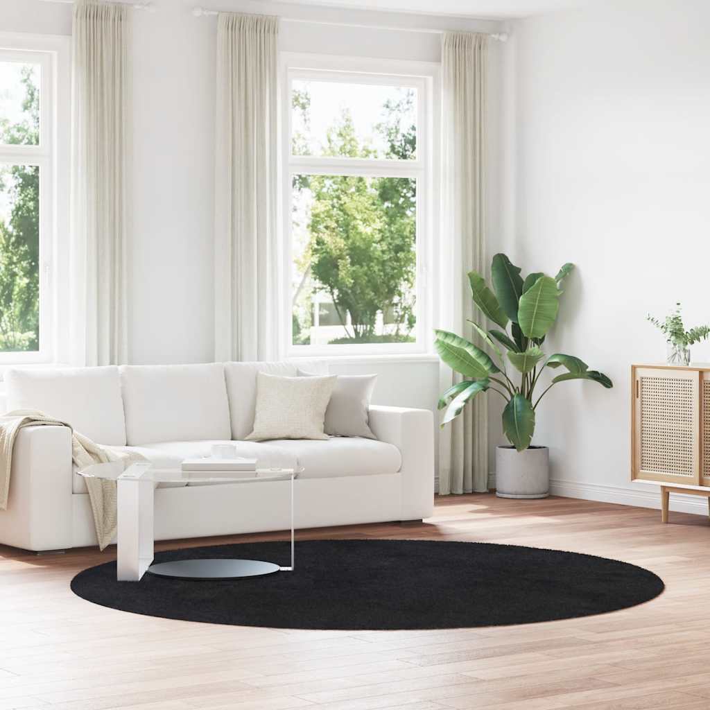 shaggy gulvtæppe NAVARRA 240x240 cm høje luv polyester sort