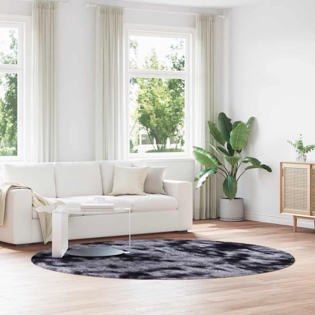 shaggy gulvtæppe NAVARRA 240x240 cm høje luv polyester mørkegrå