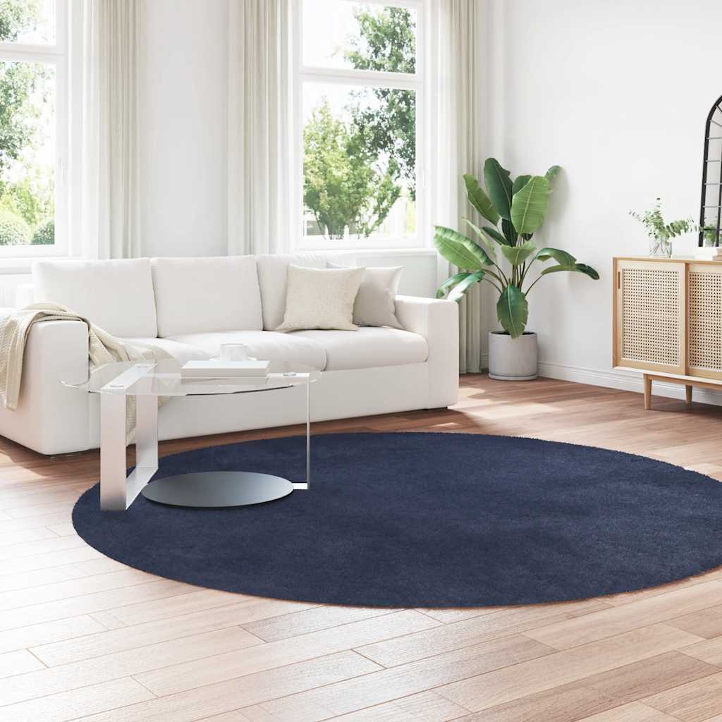 shaggy gulvtæppe NAVARRA 240x240cm høje luv polyester marineblå