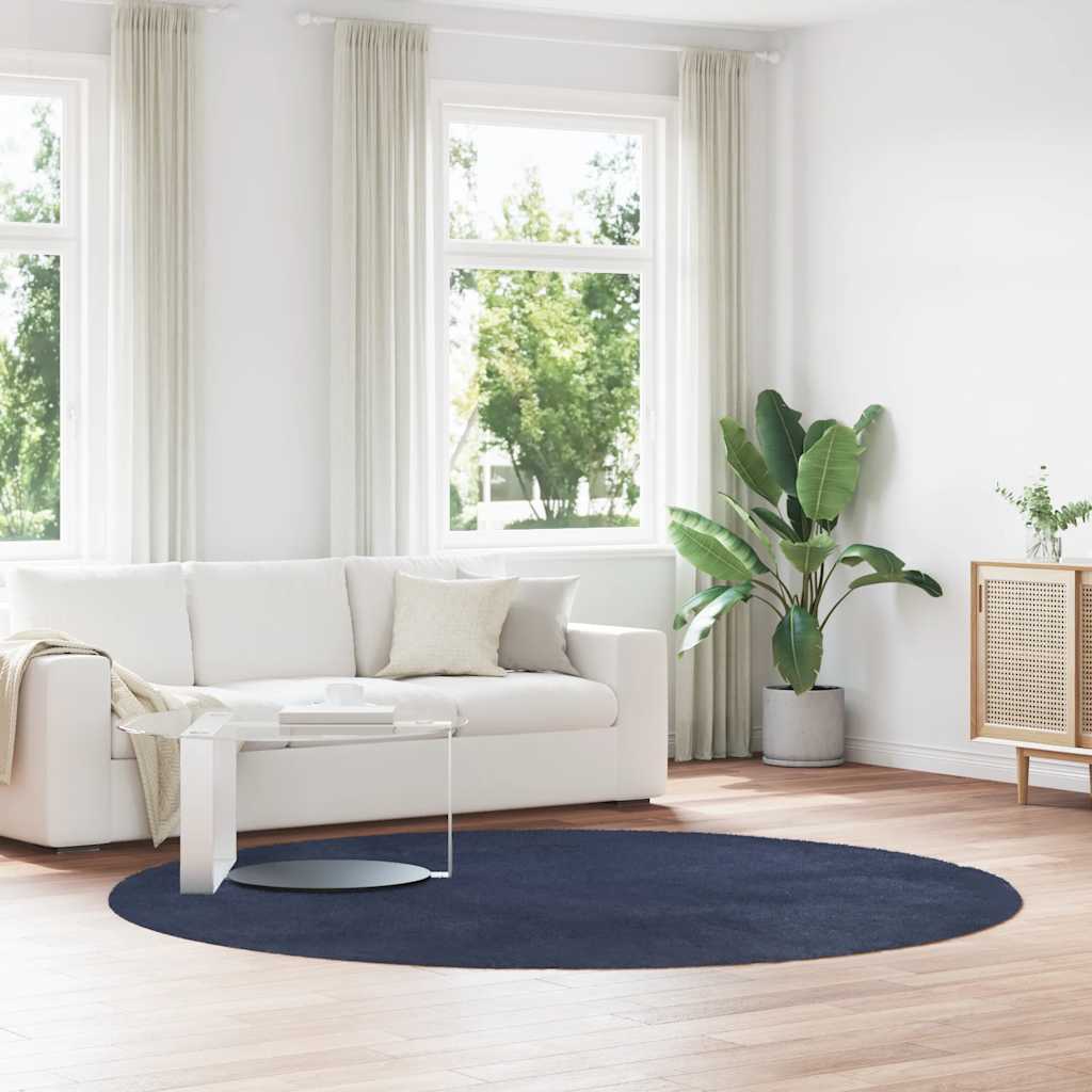 shaggy gulvtæppe NAVARRA 240x240cm høje luv polyester marineblå