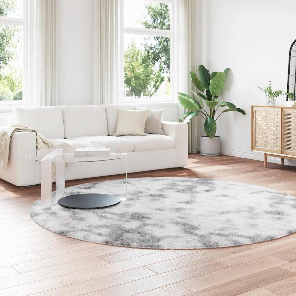 shaggy gulvtæppe NAVARRA 240x240 cm høje luv polyester sølvgrå