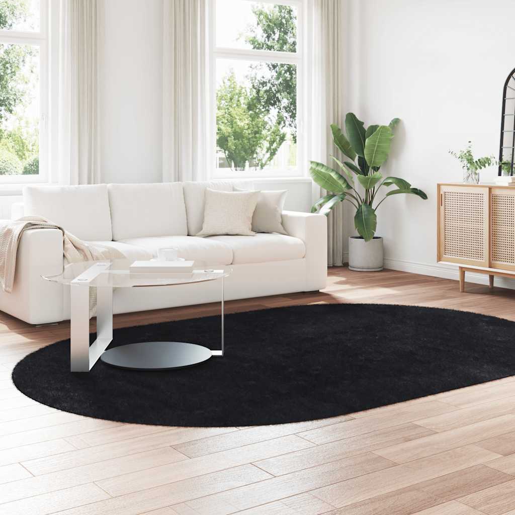 shaggy gulvtæppe NAVARRA 300x200 cm høje luv polyester sort