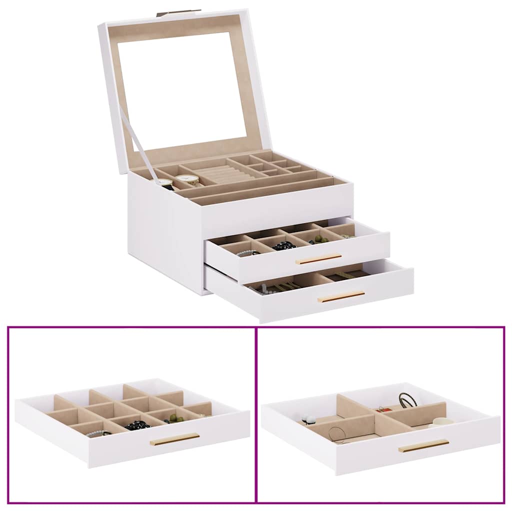 smykkeskrin 3-lags 23x20,5x14 cm hvid