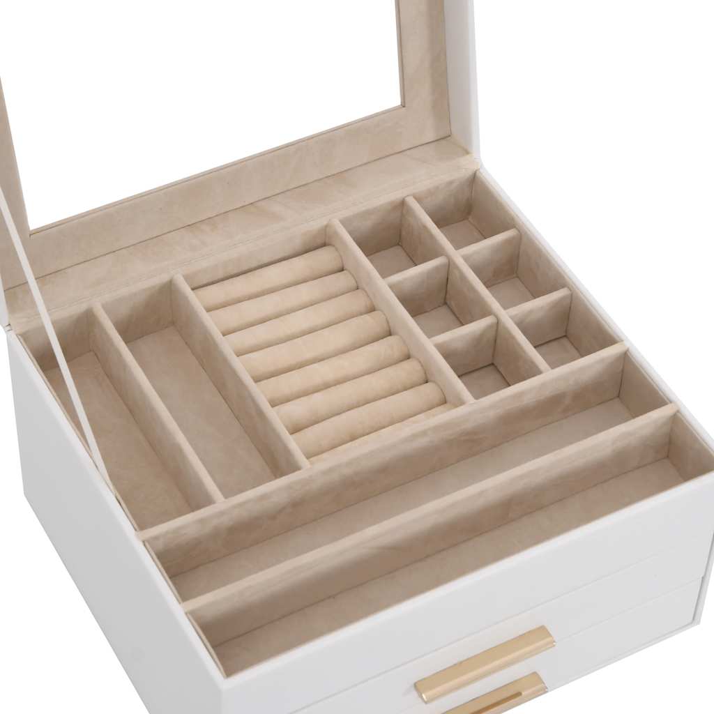 smykkeskrin 3-lags 23x20,5x14 cm hvid