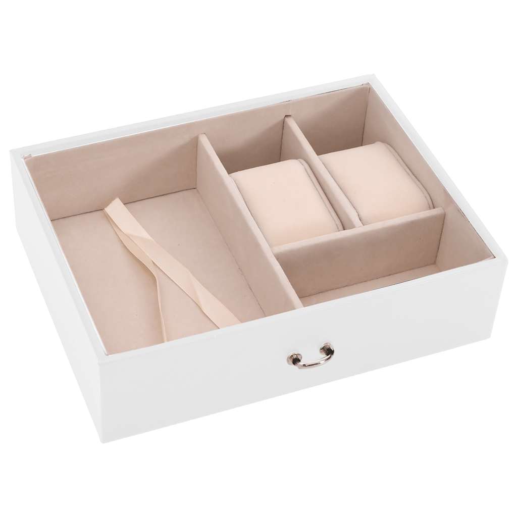 smykkeskrin 3-lags med spejl låsbar 26x18x17,5 cm hvid