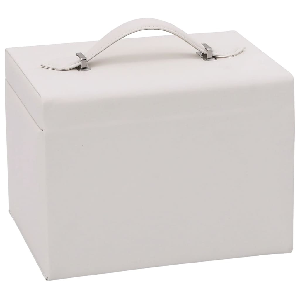 smykkeskrin 4-lags med spejl låsbar 22,5x17,5x16,5 cm hvid