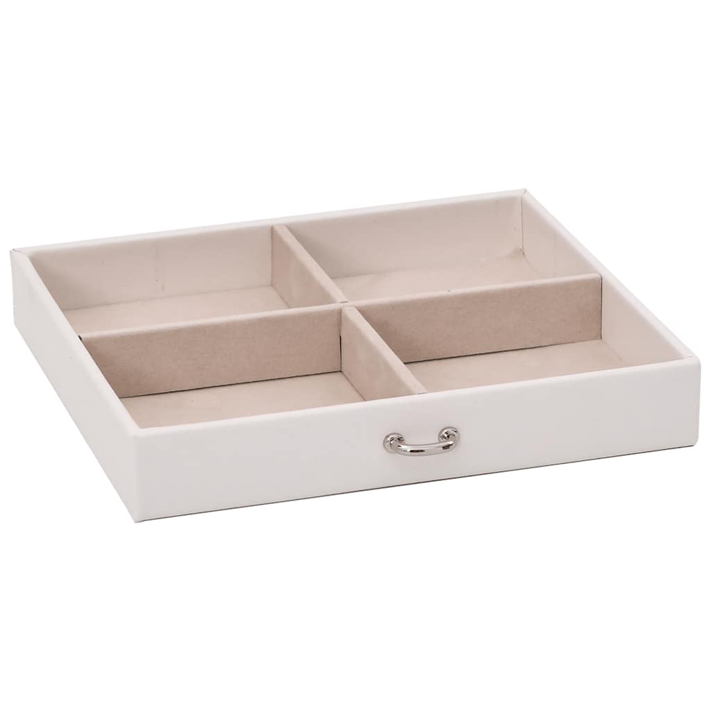 smykkeskrin 4-lags med spejl låsbar 22,5x17,5x16,5 cm hvid