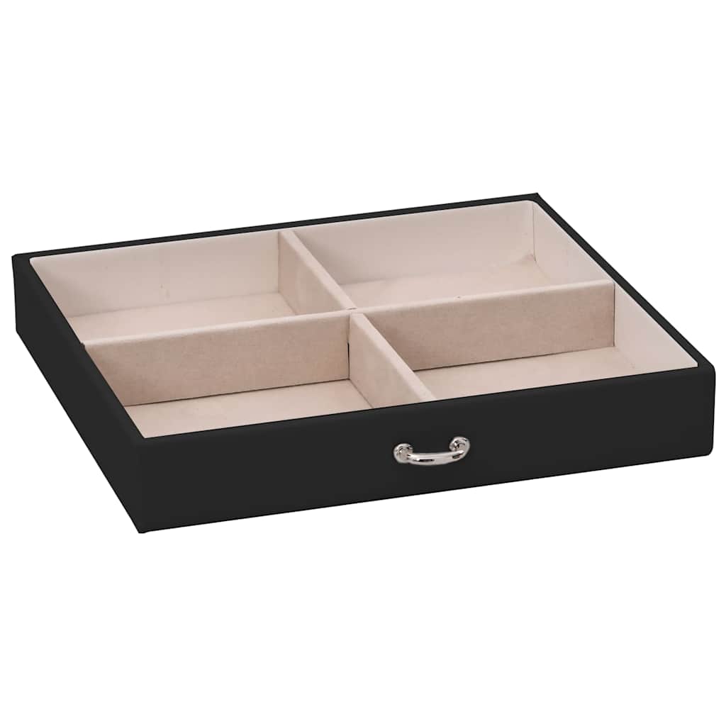 smykkeskrin 4-lags med spejl låsbar 22,5x17,5x16,5 cm sort