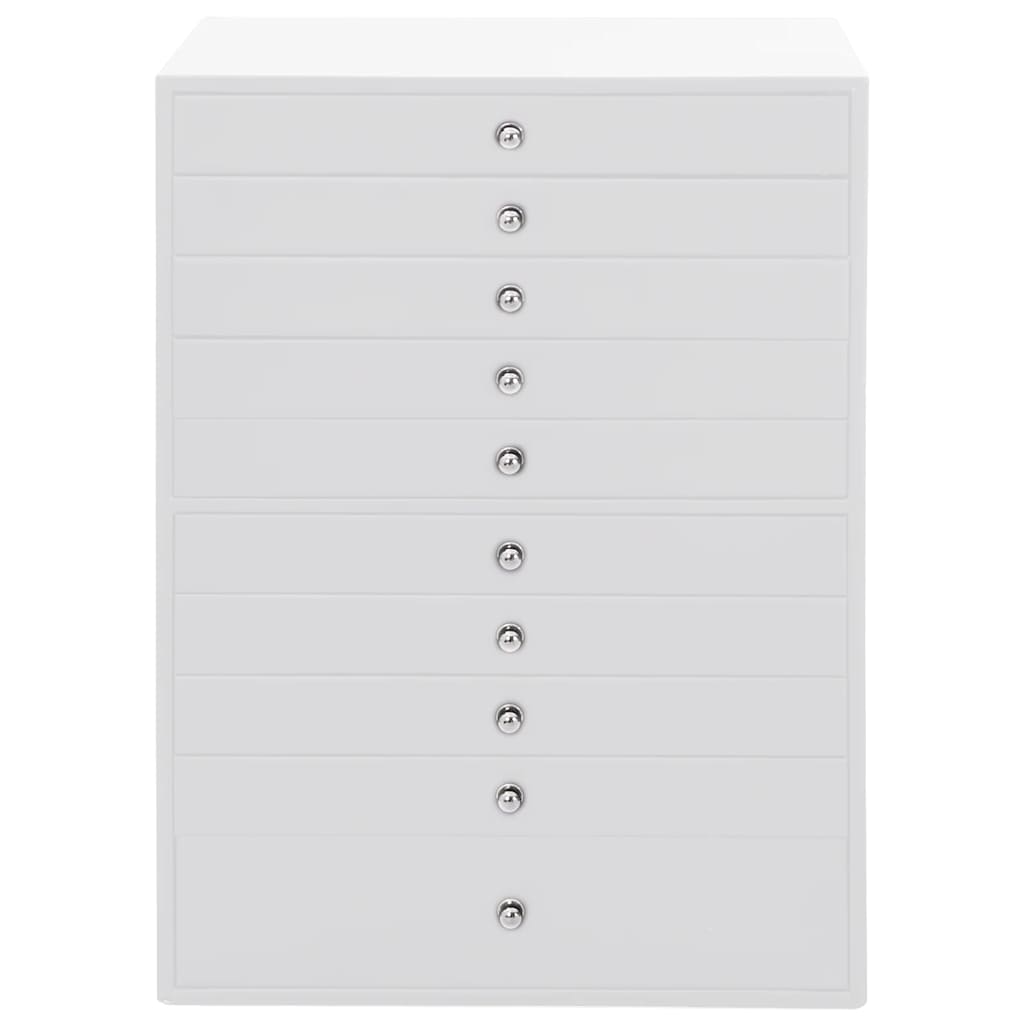 smykkeskrin 10-lags med urholdere hvid 29x20,5x40,5 cm