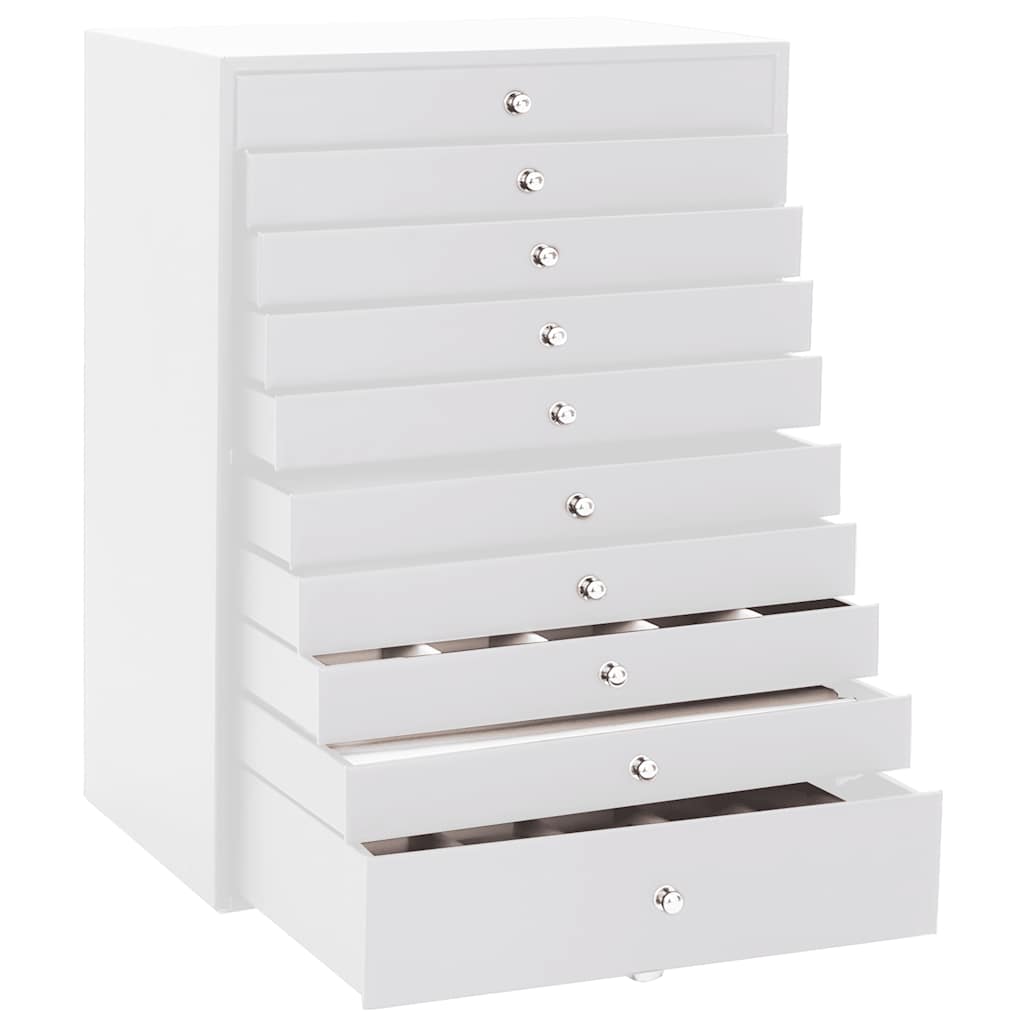 smykkeskrin 10-lags med urholdere hvid 29x20,5x40,5 cm