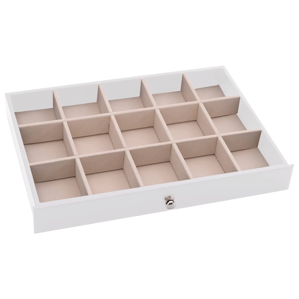 smykkeskrin 10-lags med urholdere hvid 29x20,5x40,5 cm