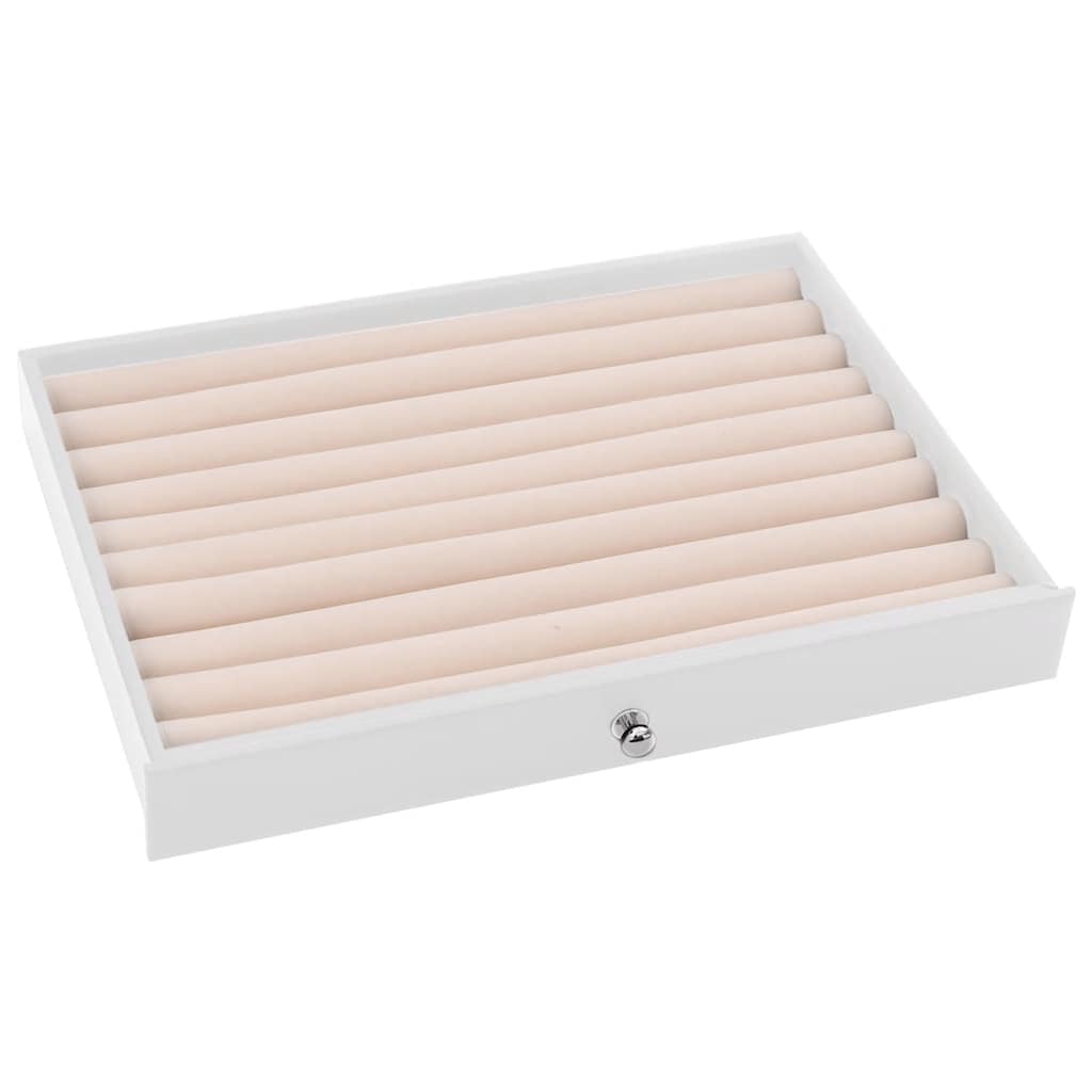 smykkeskrin 10-lags med urholdere hvid 29x20,5x40,5 cm