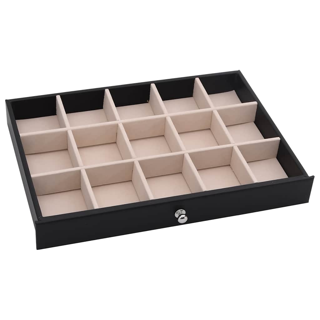 smykkeskrin 10-lags med urholdere sort 29x20,5x40,5 cm