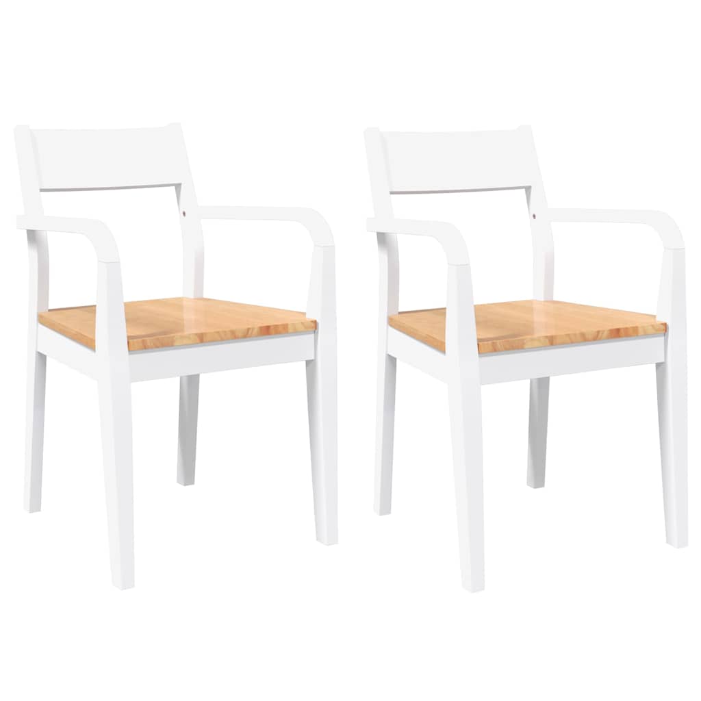 spisebordsstole 2 stk. massivt gummitræ hvid