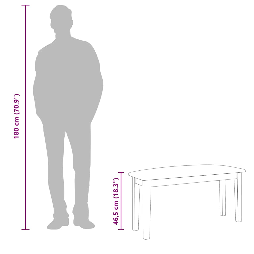 bænk 90 cm massivt gummitræ brun