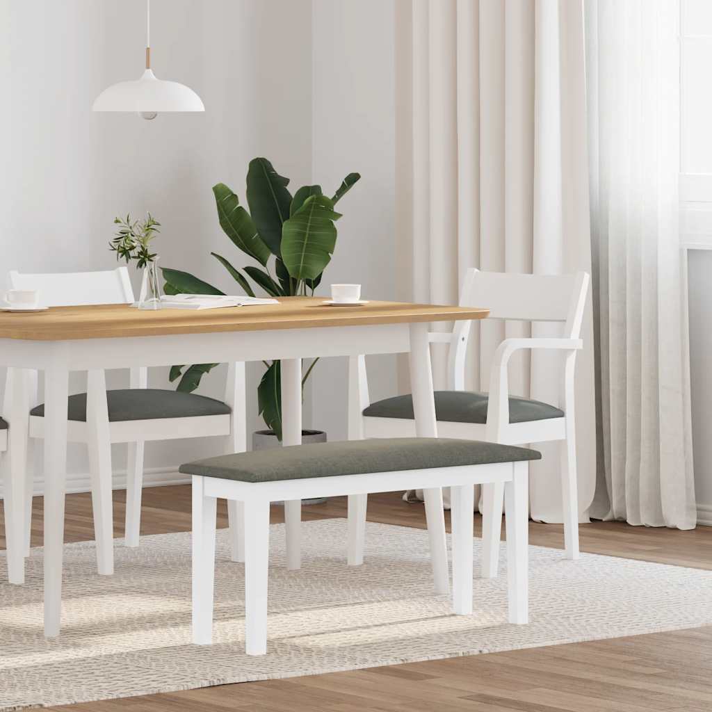 bænk 90 cm massivt gummitræ hvid