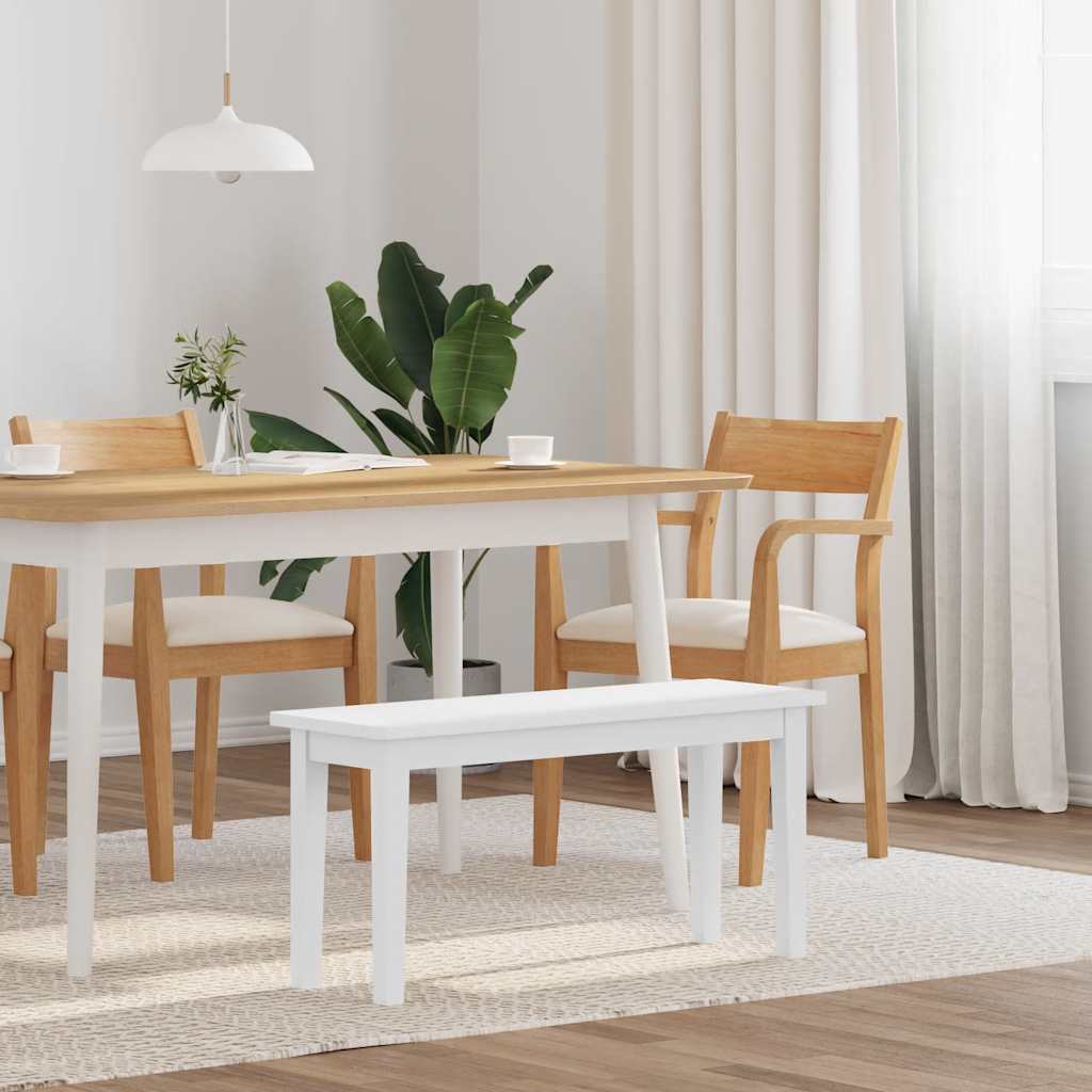 bænk 90 cm massivt gummitræ hvid