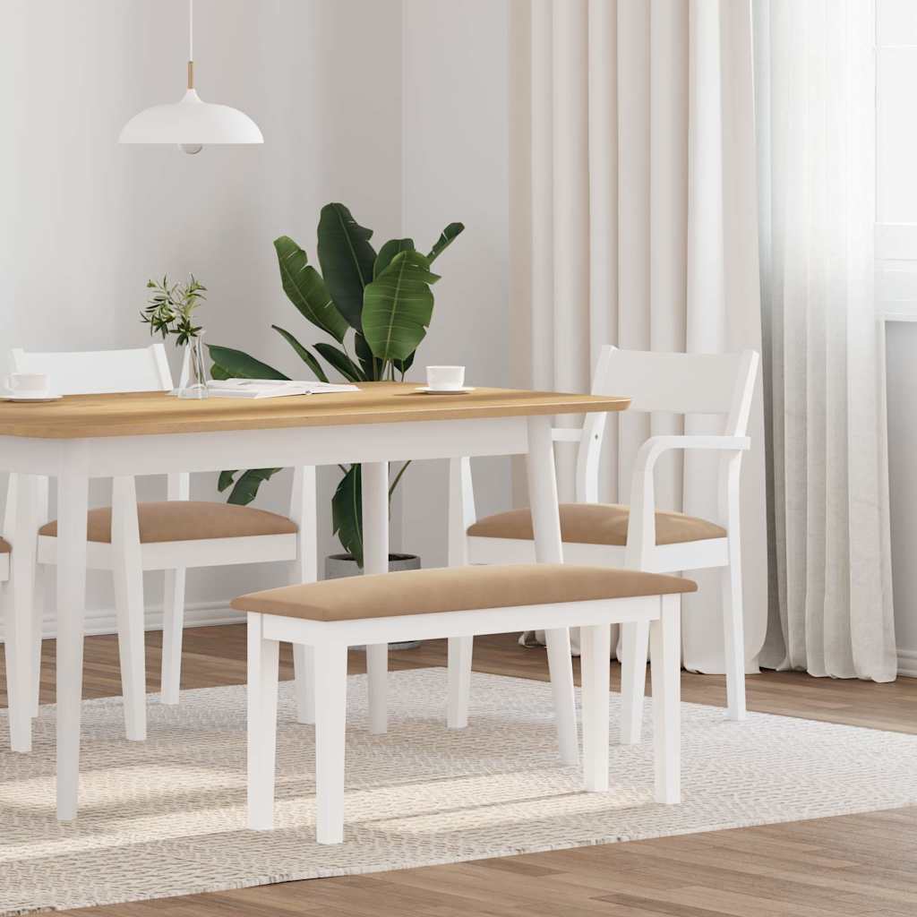 bænk 90 cm massivt gummitræ hvid