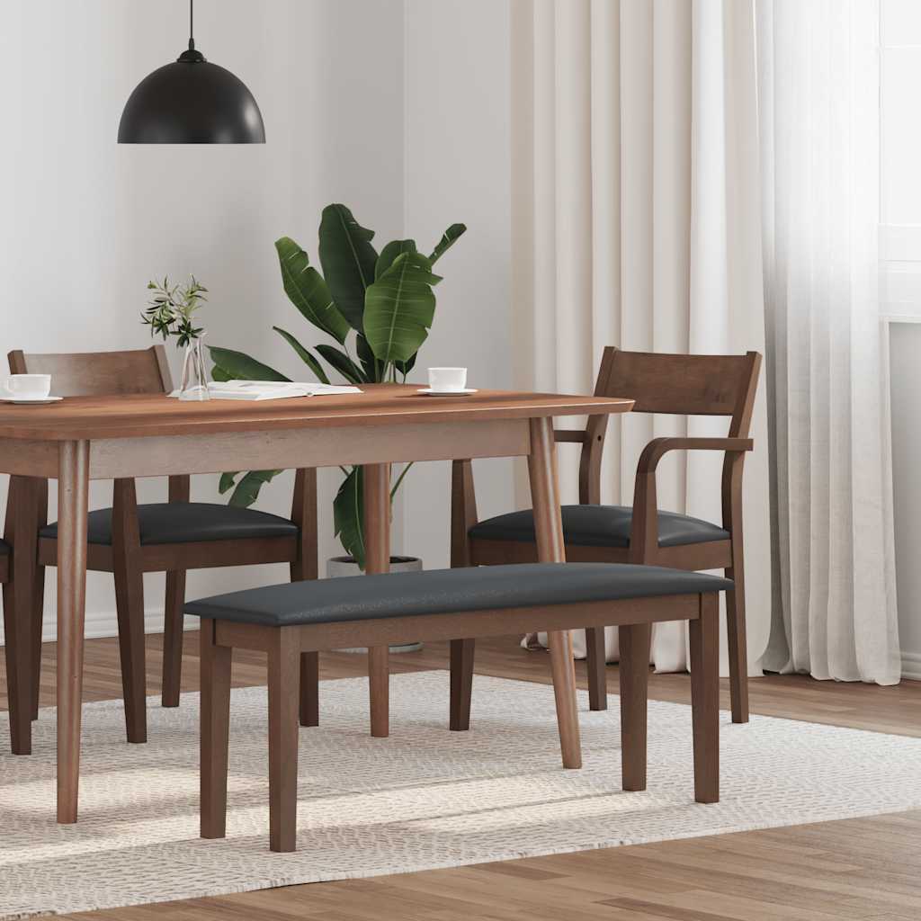 bænk 110 cm massivt gummitræ brun