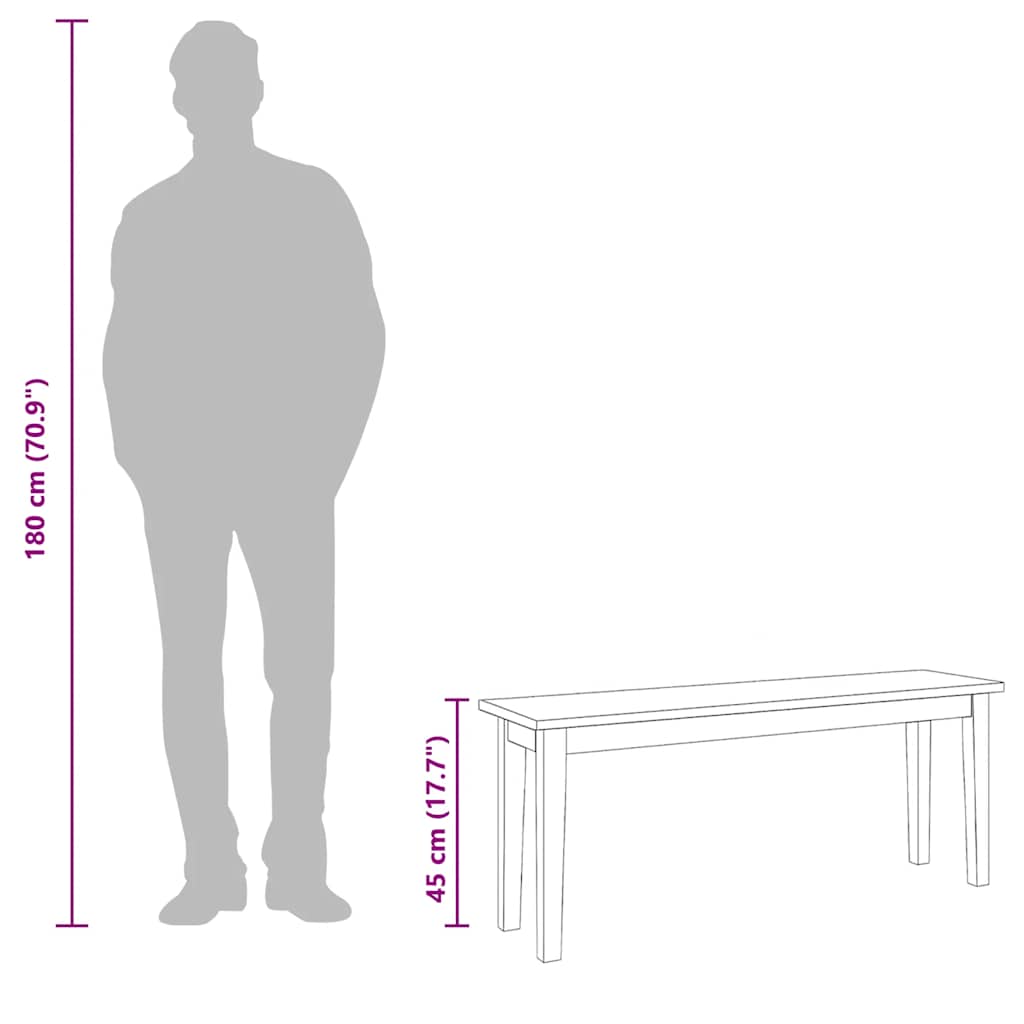 bænk 110 cm massivt gummitræ