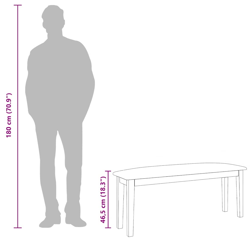 bænk 110 cm massivt gummitræ hvid