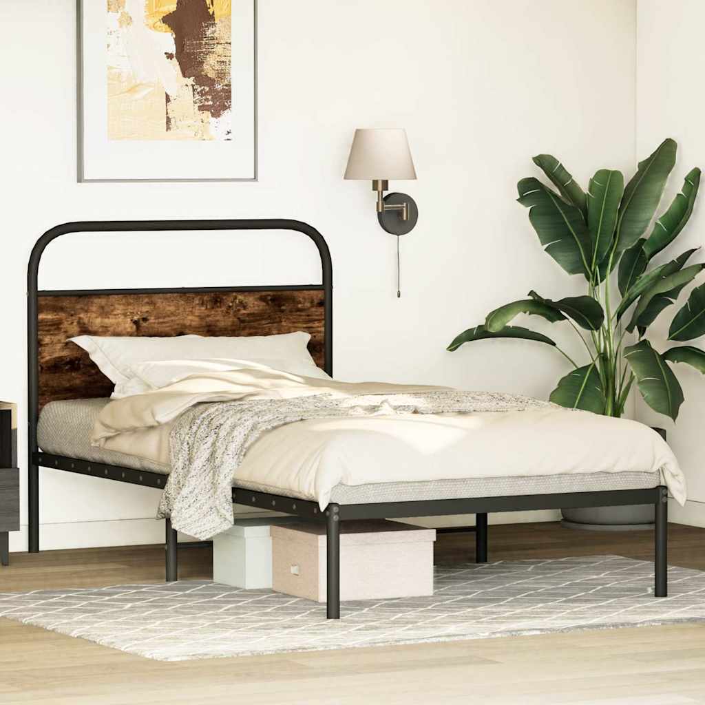 sengeramme 107x203 cm uden madras konstrueret træ røget eg