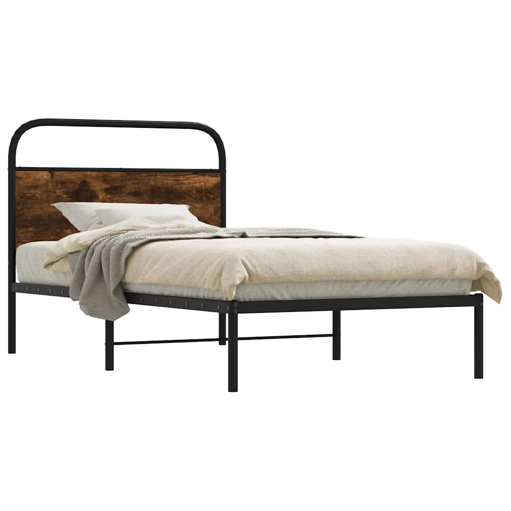 sengeramme 107x203 cm uden madras konstrueret træ røget eg